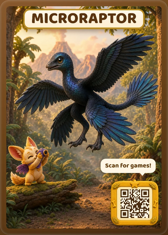 Curioso microraptor illustrated card